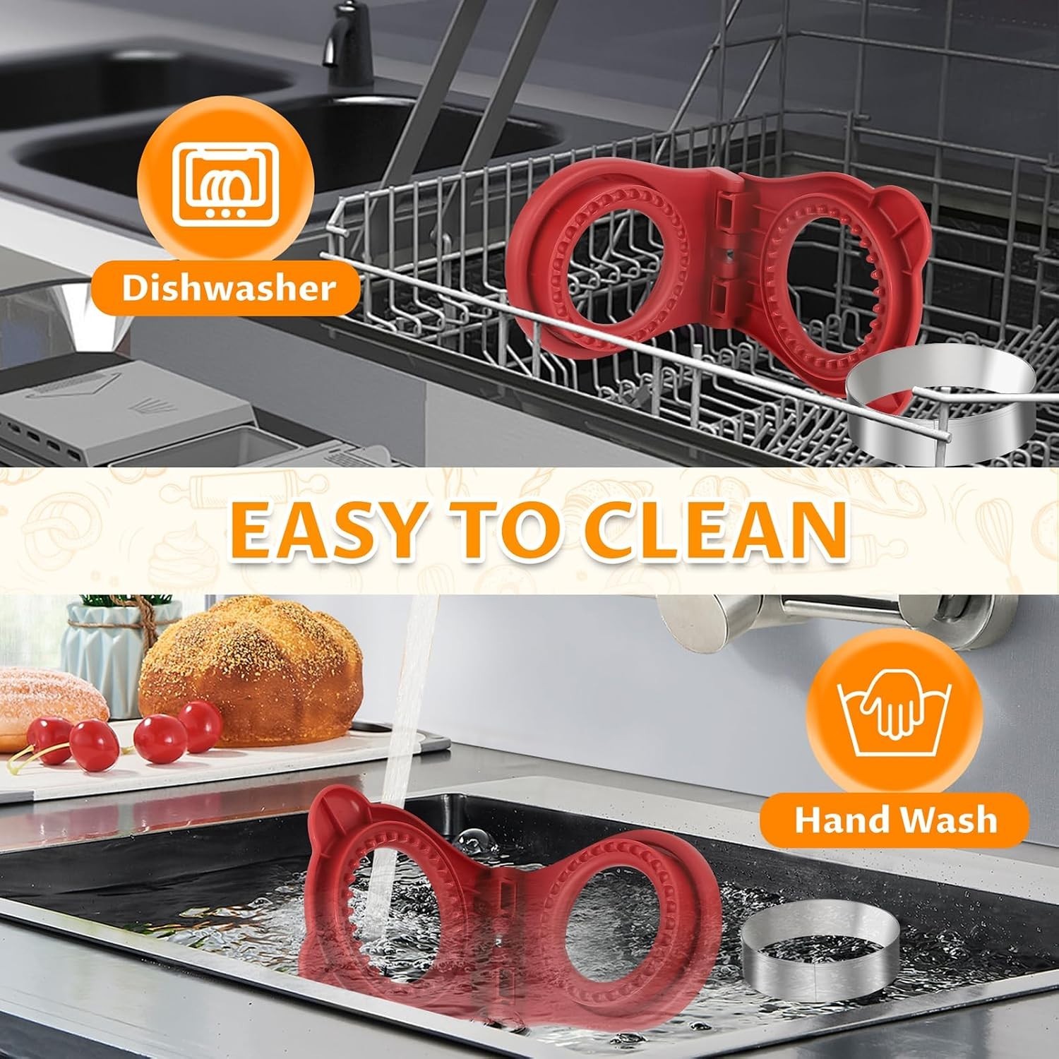 Easy-to-Clean Uncrustable Sandwich Cutter & Sealer – Red for Kids’ Lunchboxes