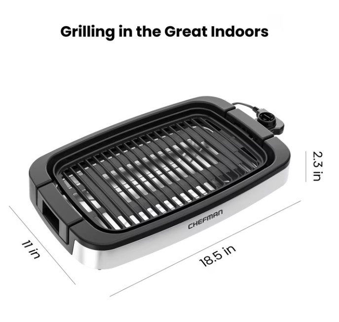 Chefman 6 Serving Electric Indoor Grill, w/ Temperature Control, Smokeless