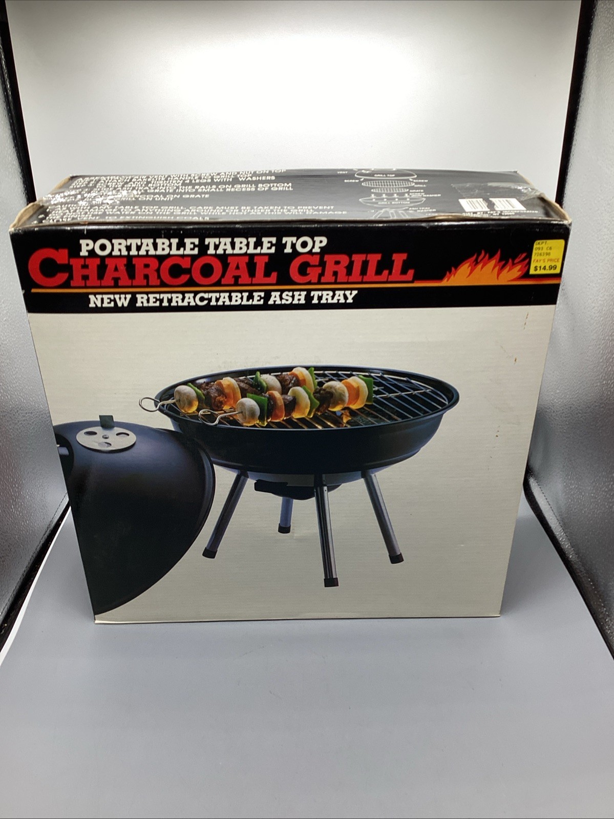 VINTAGE NOS Portable Table Top Charcoal Grill W/ Retractable Ash Tray
