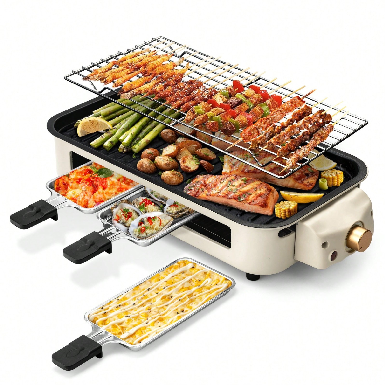 1700W Electric Indoor Grill Griddle 2 in 1 Nonstick Removable Plates