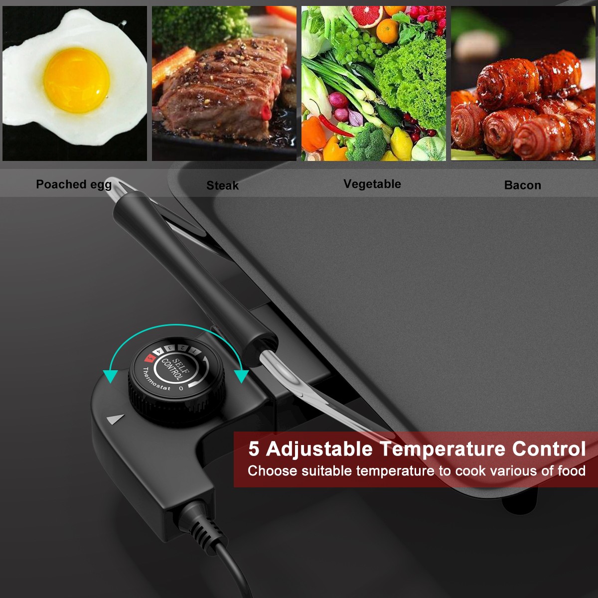 Electric Teppanyaki Table Top Grill Griddle BBQ Barbecue Nonstick Camping New