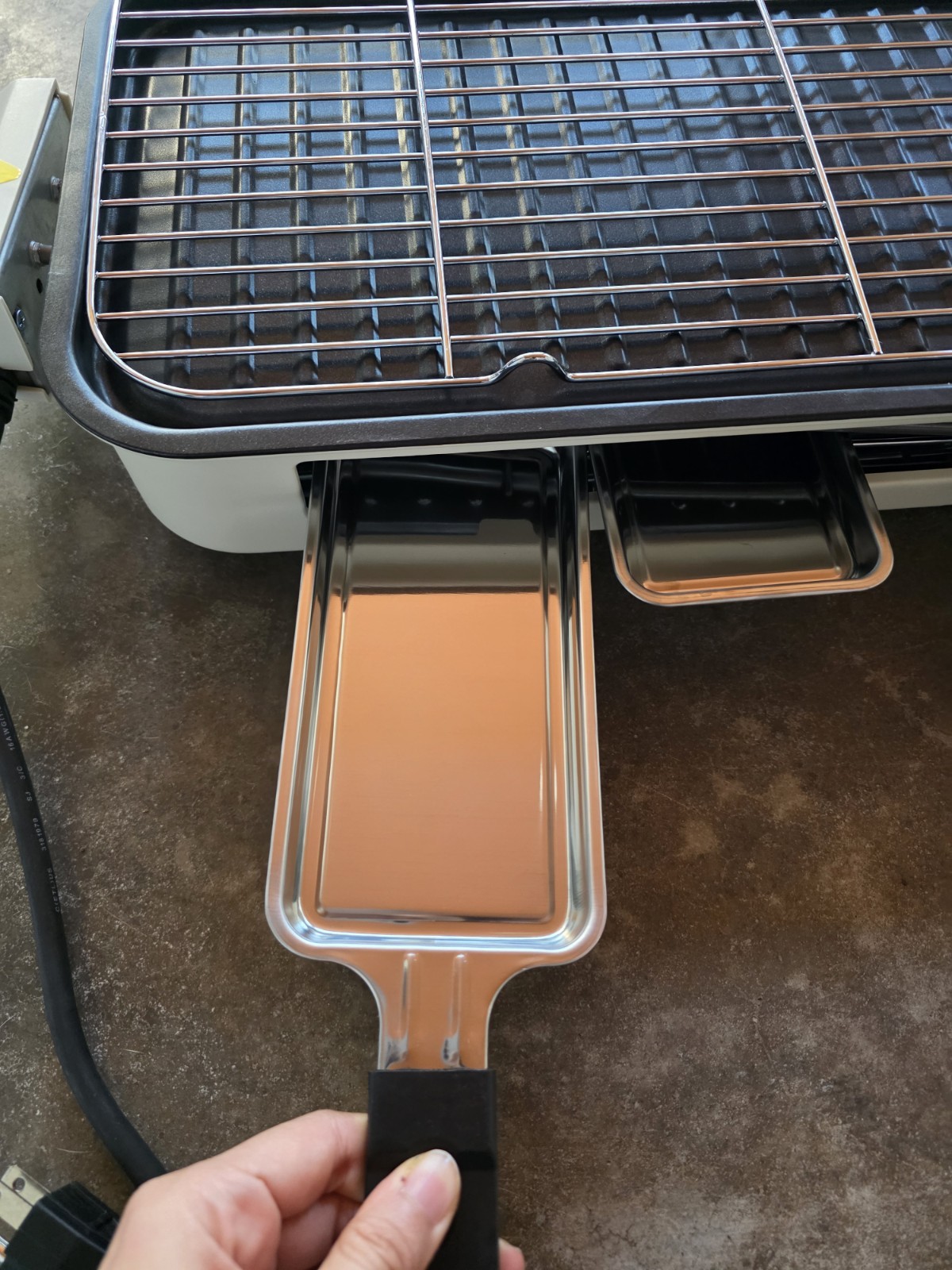 Indoor Electric Grill Black Silver Removable Plate Drip Tray Temp Control