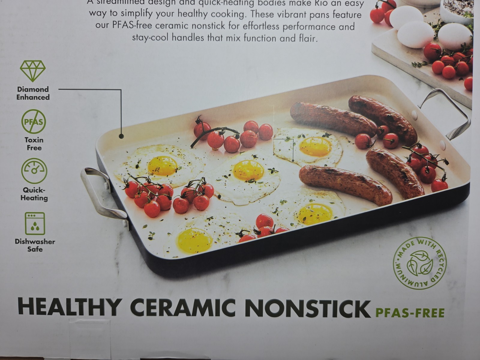 18″ x 11″ Double Burner Griddle Pan, Hard Anodized Healthy Ceramic Nonstick P…