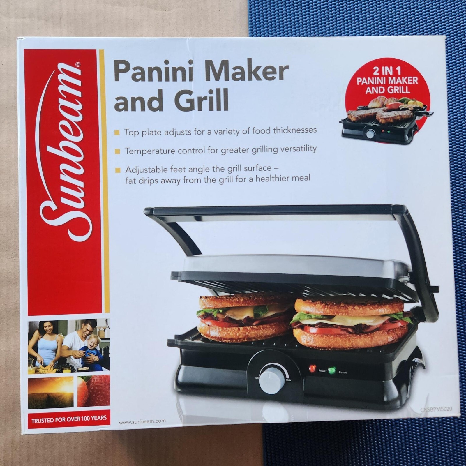 Brand New Sunbeam Panini Maker and Grill – Sunbeam CKSBPM5020 – Black