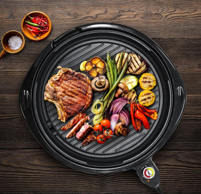 Parrilla Eléctrica Sin Humo Interior 6 Porciones Antiadherente 14”, Nuevo