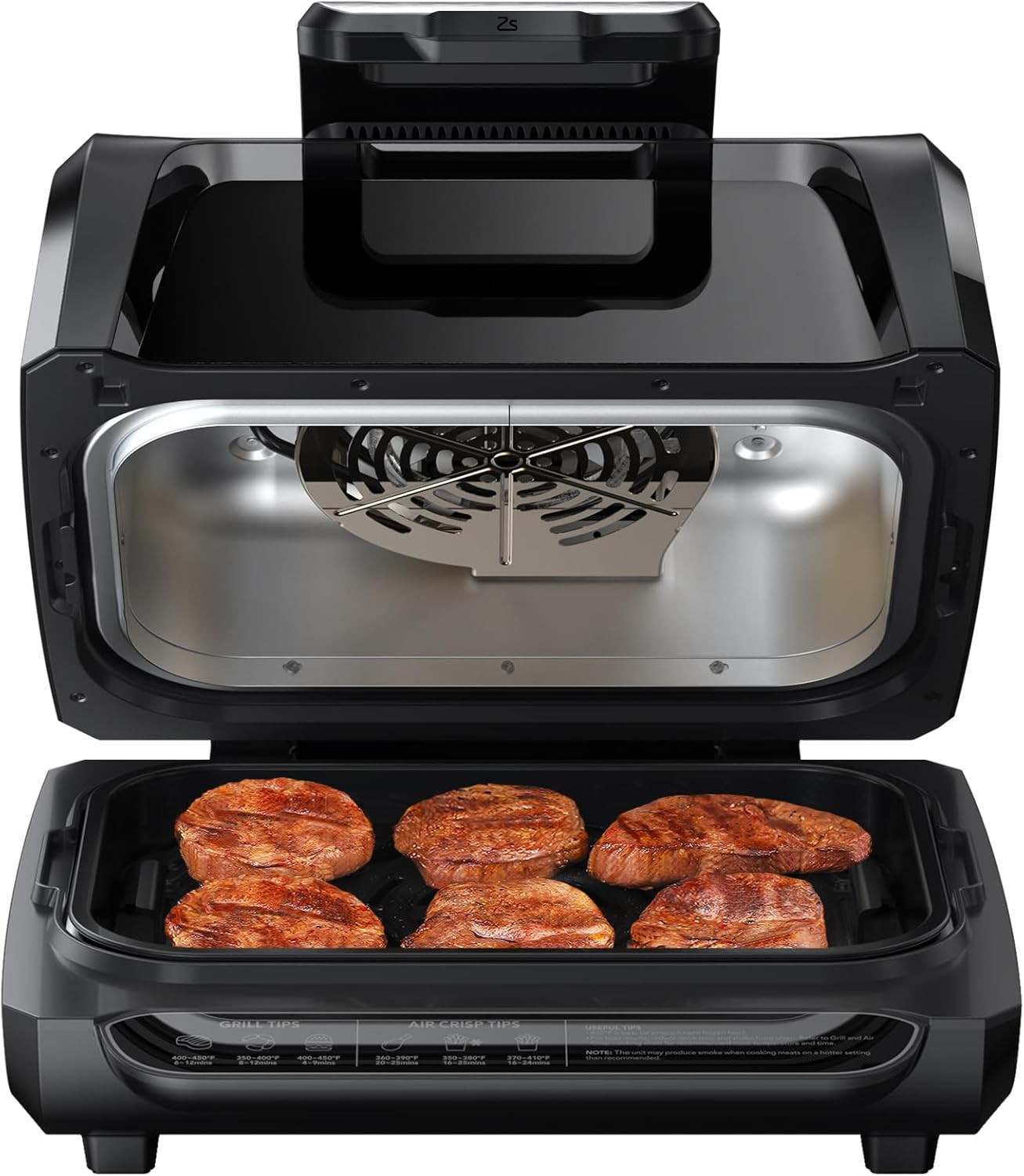 7-in-1 Electric Grill & Air Fryer Combo, 1750W, 4QT with View Window
