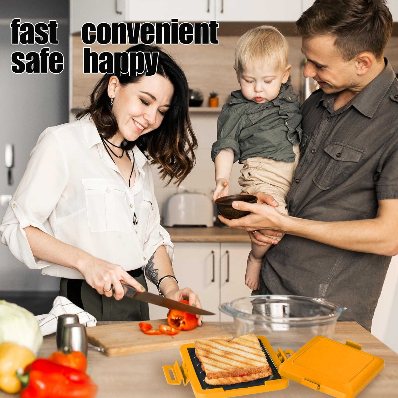 Toaster,Microwave Toaster, Sandwich Maker, Panini Maker, Dishwasher Safe,NO E…
