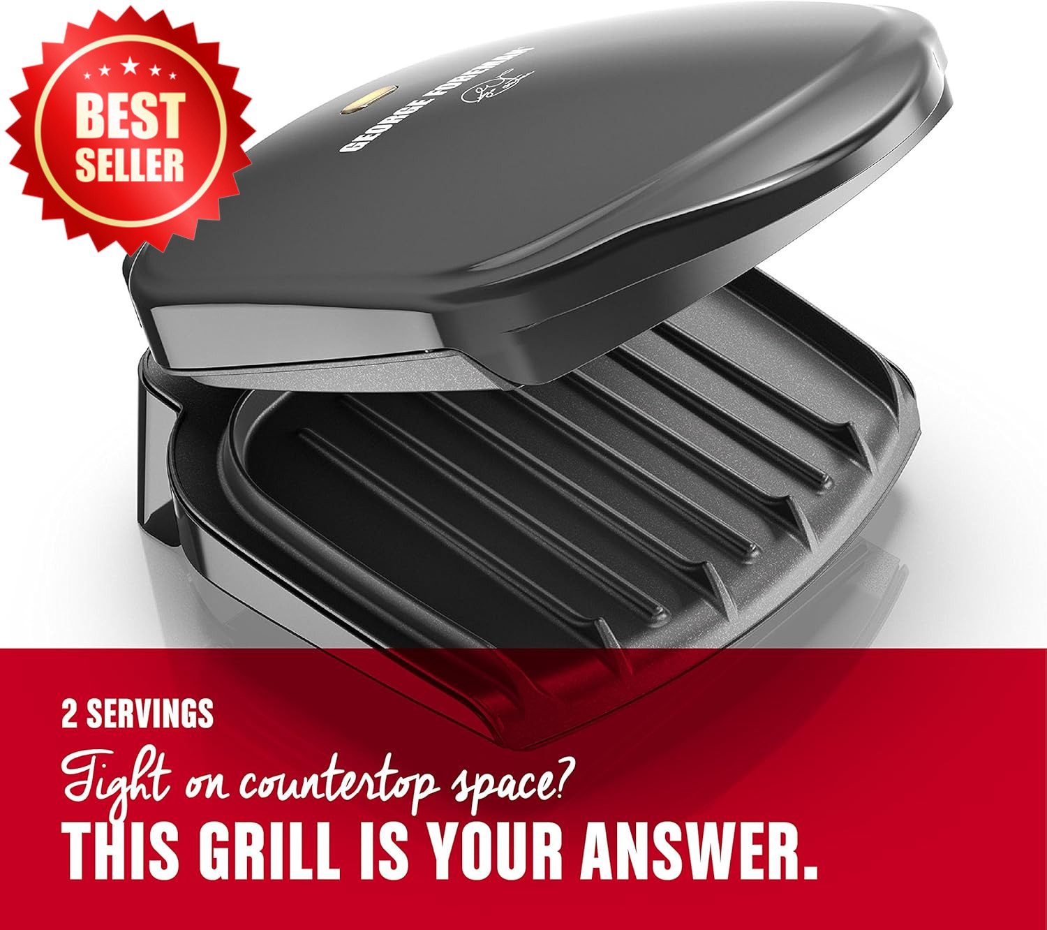 GR10B 2-Serving Electric Indoor Grill Panini Press Black Compact US