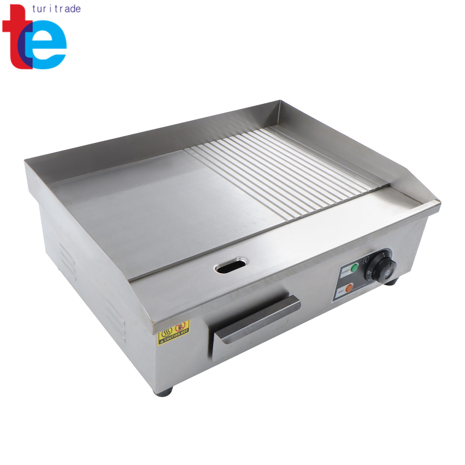 1600W Commercial Griddle, 22in Stainless Steel, 122-572°F Adjustable Temp