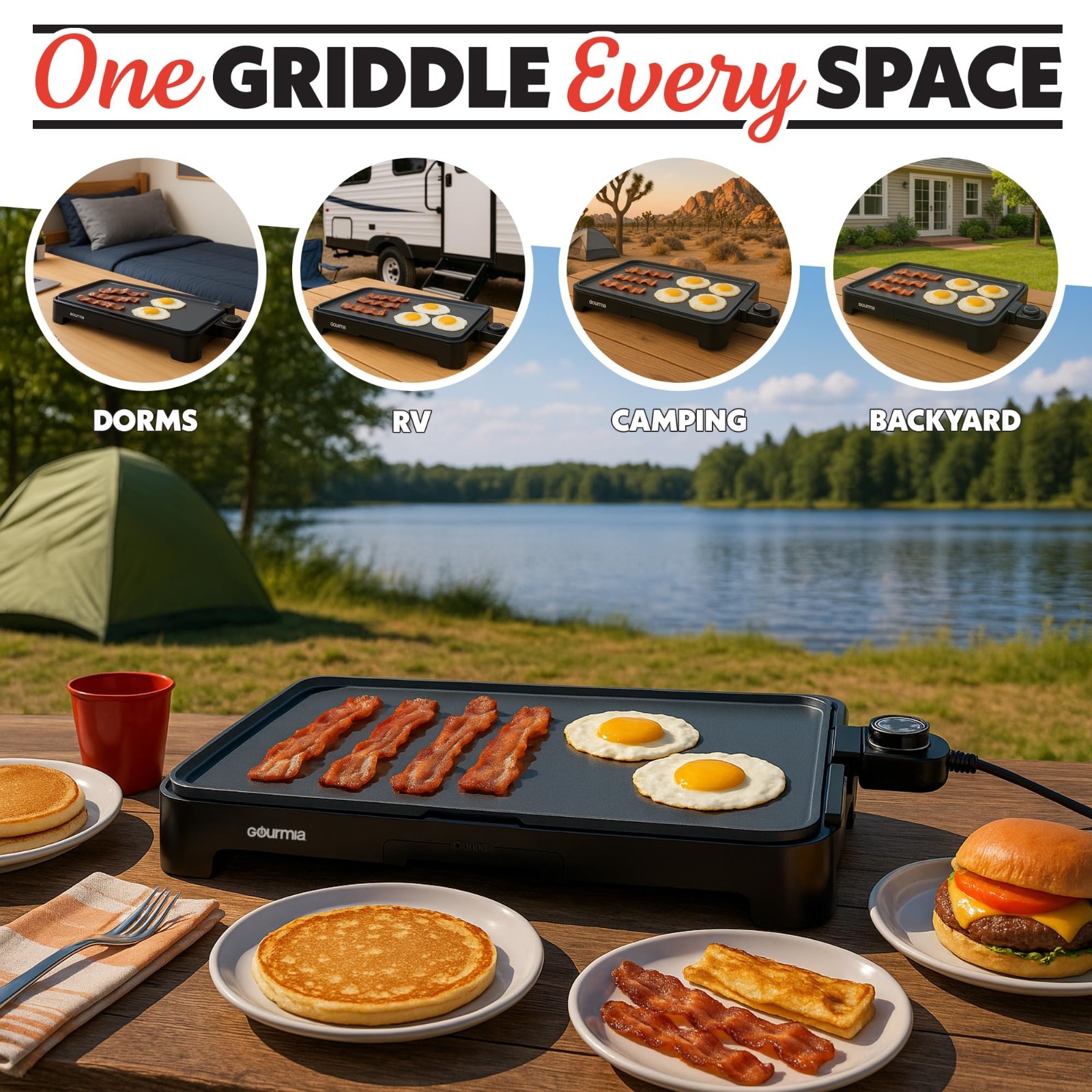 Extra Large Electric Griddle Pan – Nonstick Flat Top, Adjustable Temp 200°F-400°