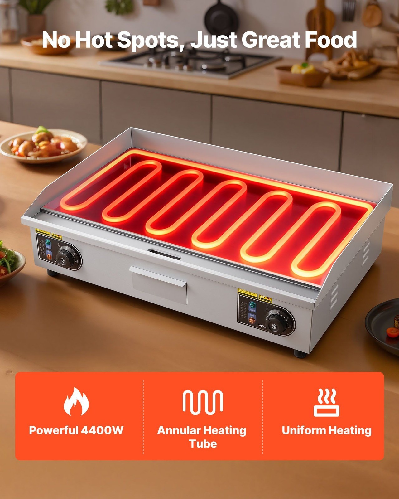 28.5×15.8in 2800W 122-570F StainlessSteel FlatTopGrill AutoAdjust