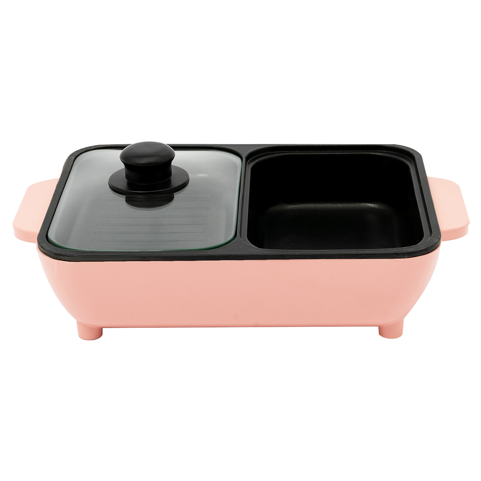 2 in 1 Portable Smokeless Electric Shabu Hot Pot BBQ Grill Non-stick Cooking Pan
