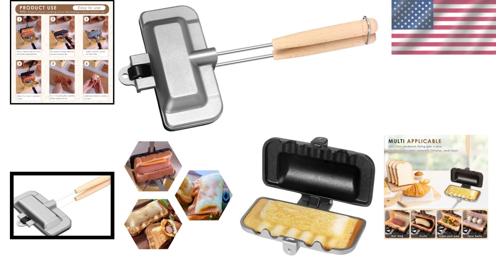 4-in-1 Stovetop Hot Dog & Panini Press – Ideal for Camping and Home Use