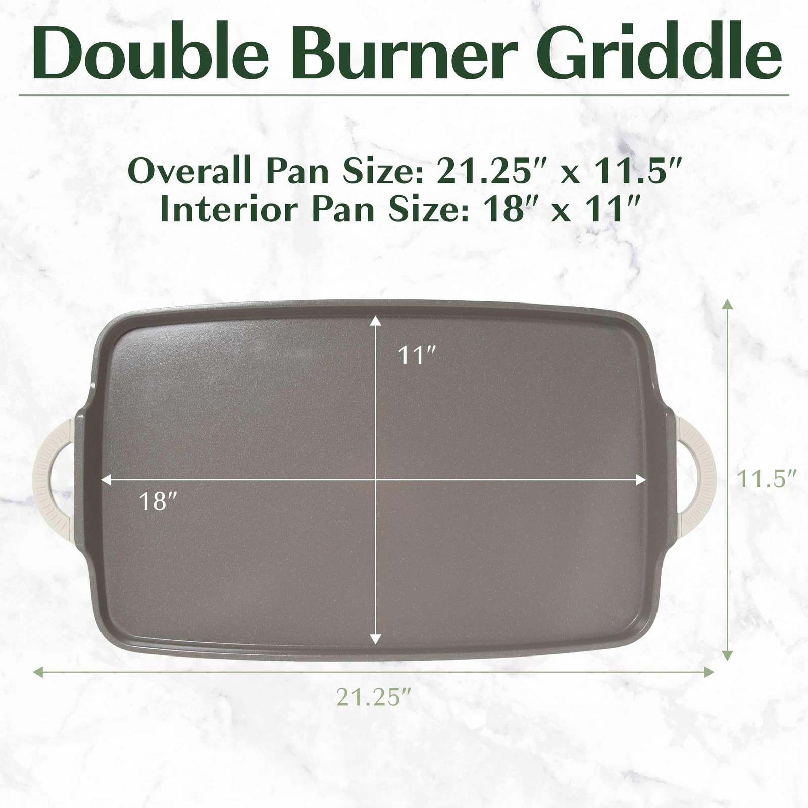 Goodful All-In-One Double Burner Griddle Ceramic Nonstick Durable Cast Aluminum