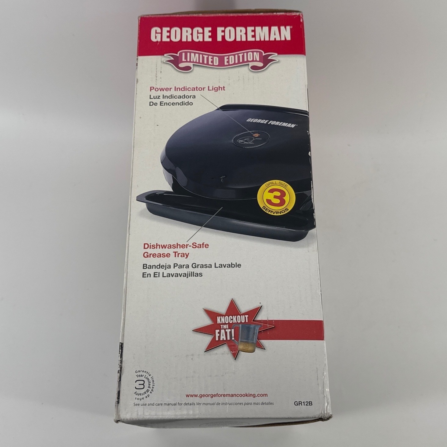 George Foreman Grill 3 Servings Limited Edition Black GR12B New Open Box