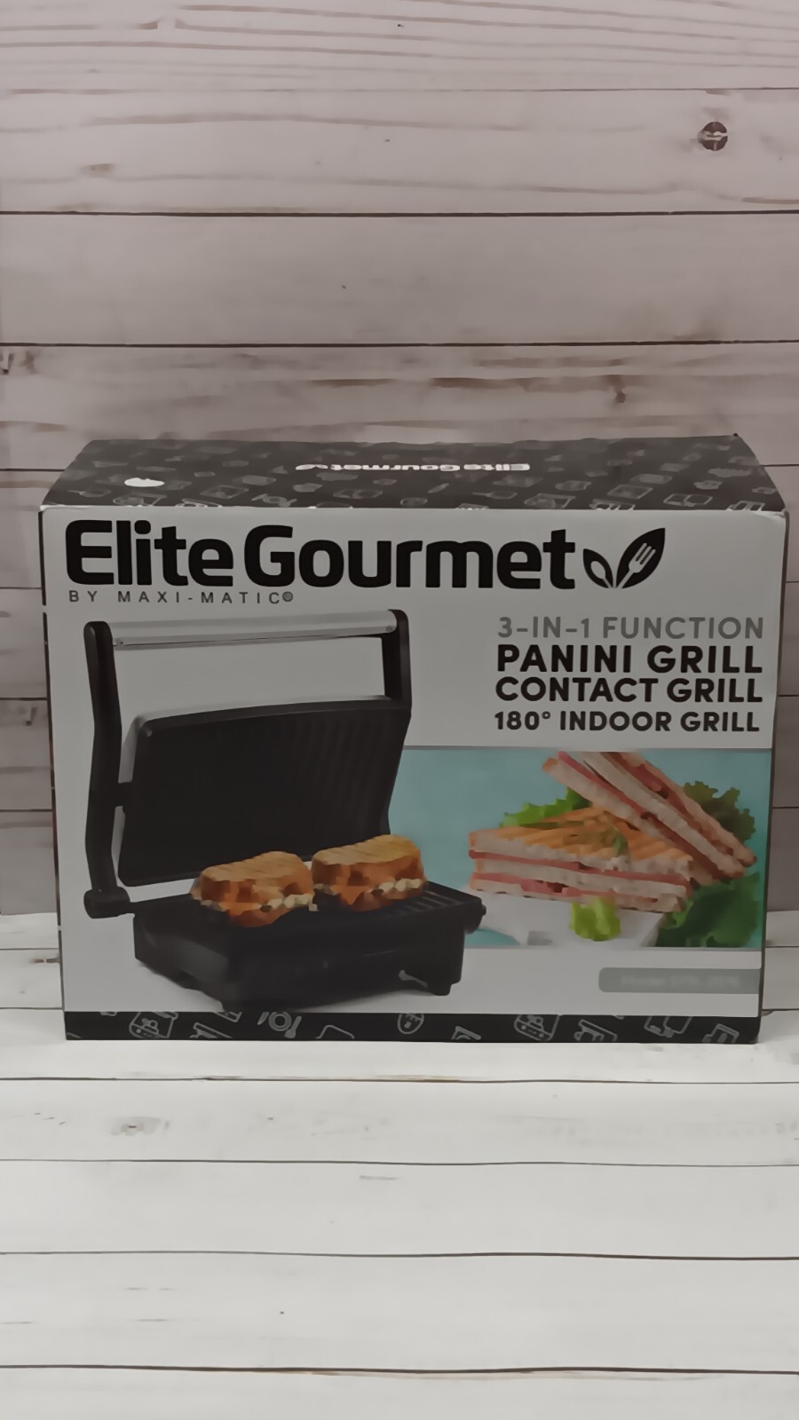 Elite Gourmet EPN-2976 3-in-1 Panini Press & Grill New Open Box
