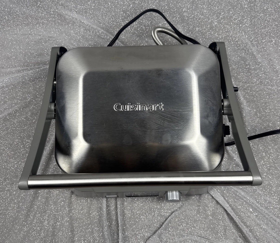 Cuisinart GR-5B Griddler Five Stainless Steel Panini Press Grill LCD Tested Work