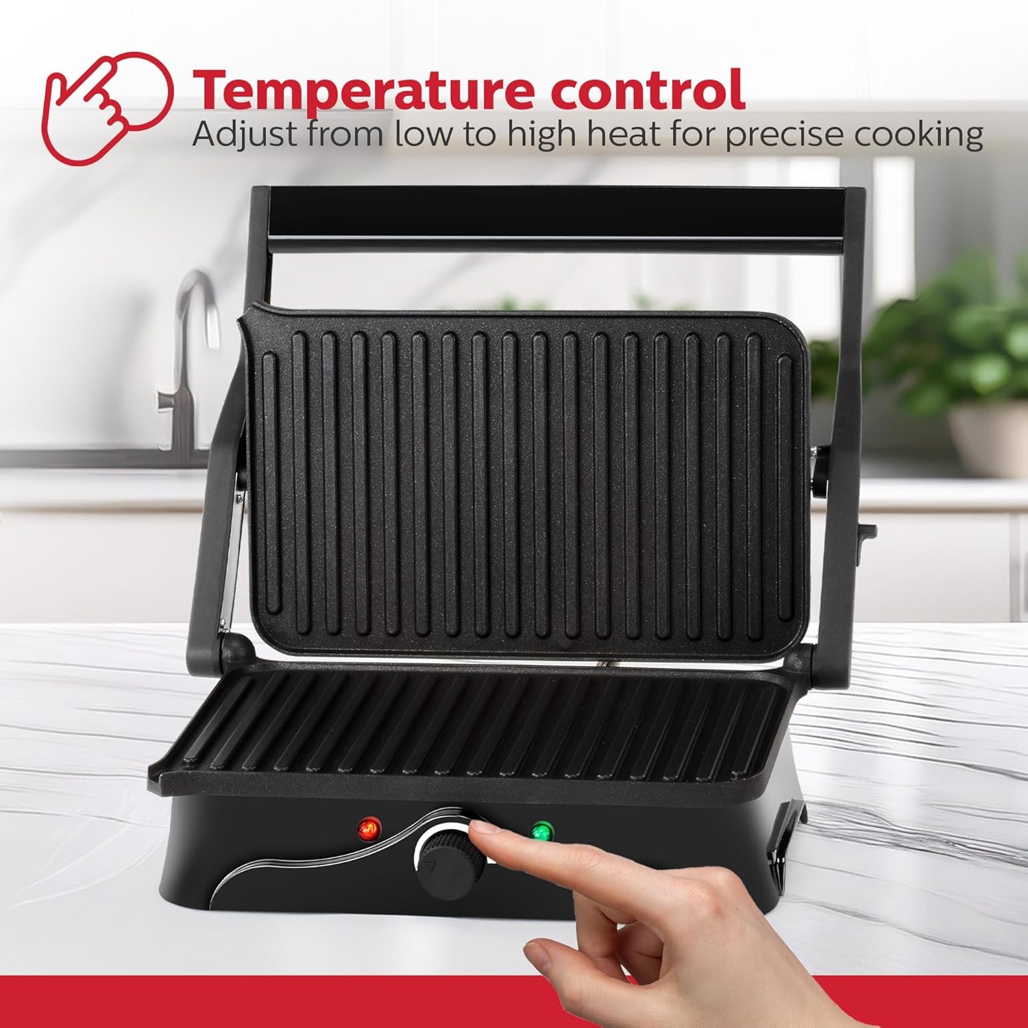 2-Slice Panini Press & Grill Black/Stainless Steel Sandwich Maker W/ Non-Stick
