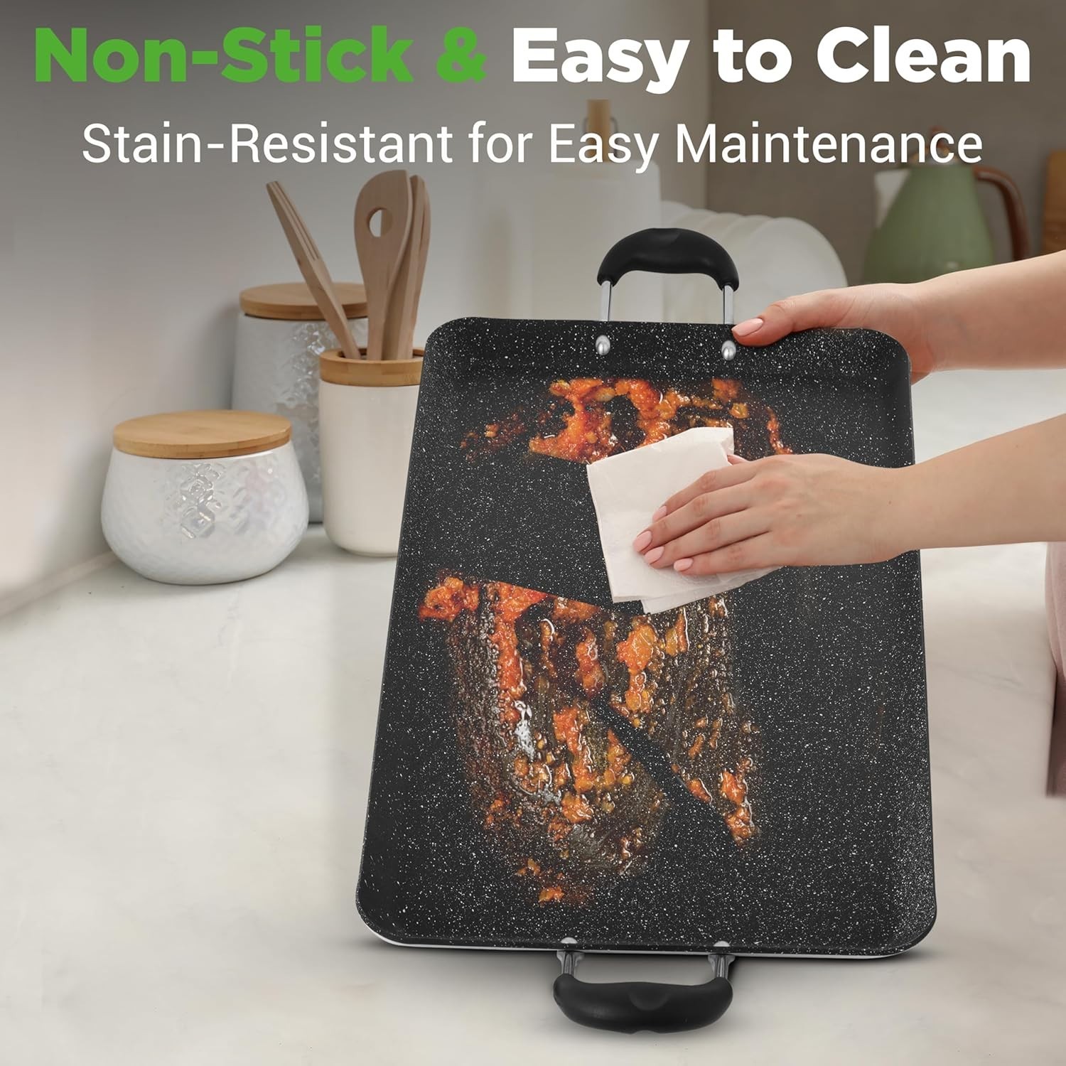 Versatile Double Burner Griddle 20 Inch Non Stick Ideal for Tortillas and More