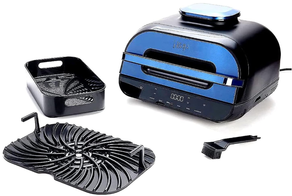 Ninja FG551 Indoor Grill and Air Fryer Foodi Smart XL 6-in-1 Grill Air Fry Blue