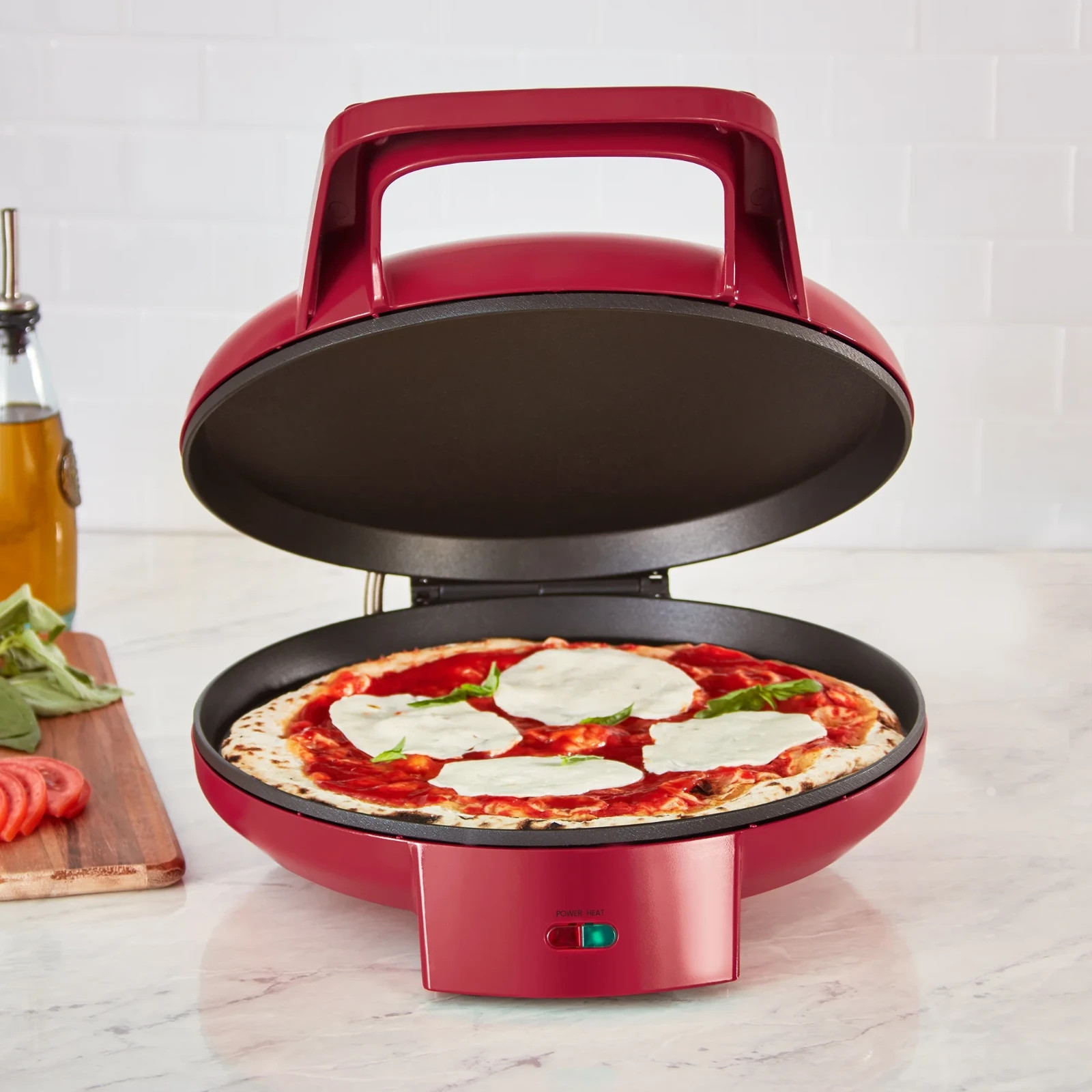 Dash 12″ Pizza Maker and 180 Griddle Dual Cooking Surfaces, Nonstick 450°F Heat