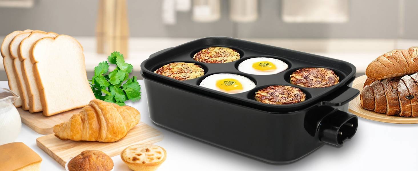3-in-1 Multifunctional Electric Grill,Electric Skillet Nonstick with Lids 1400W