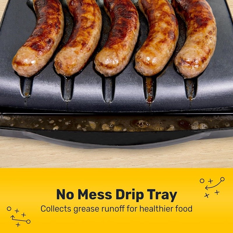 5 Link Electric Sausage Grill Non Stick Drip Tray Quick Clean Up Easy Cooking US