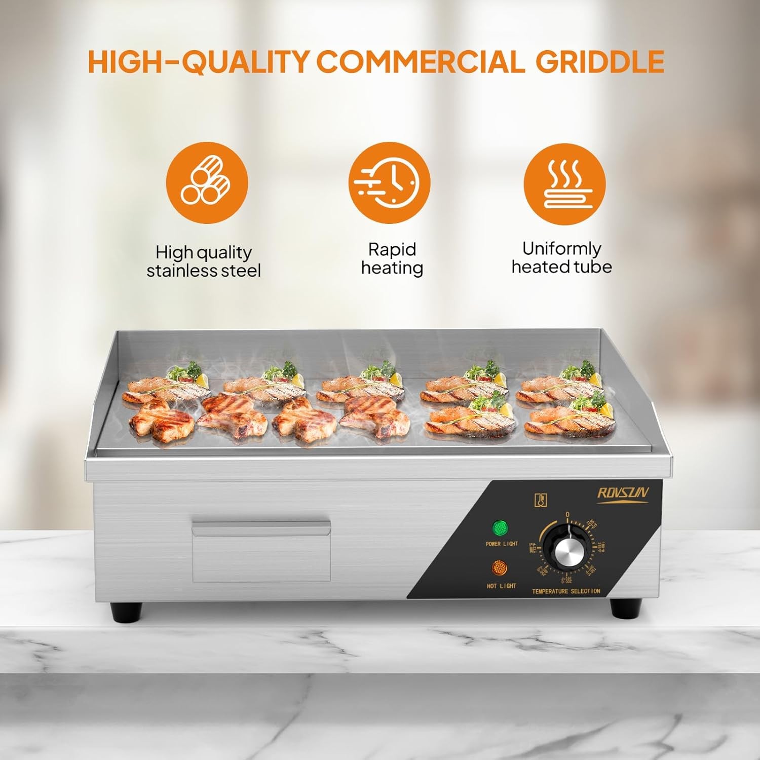 110V 1600W 22″ Commercial Electric Countertop Griddle Flat Top Restaurant Grill