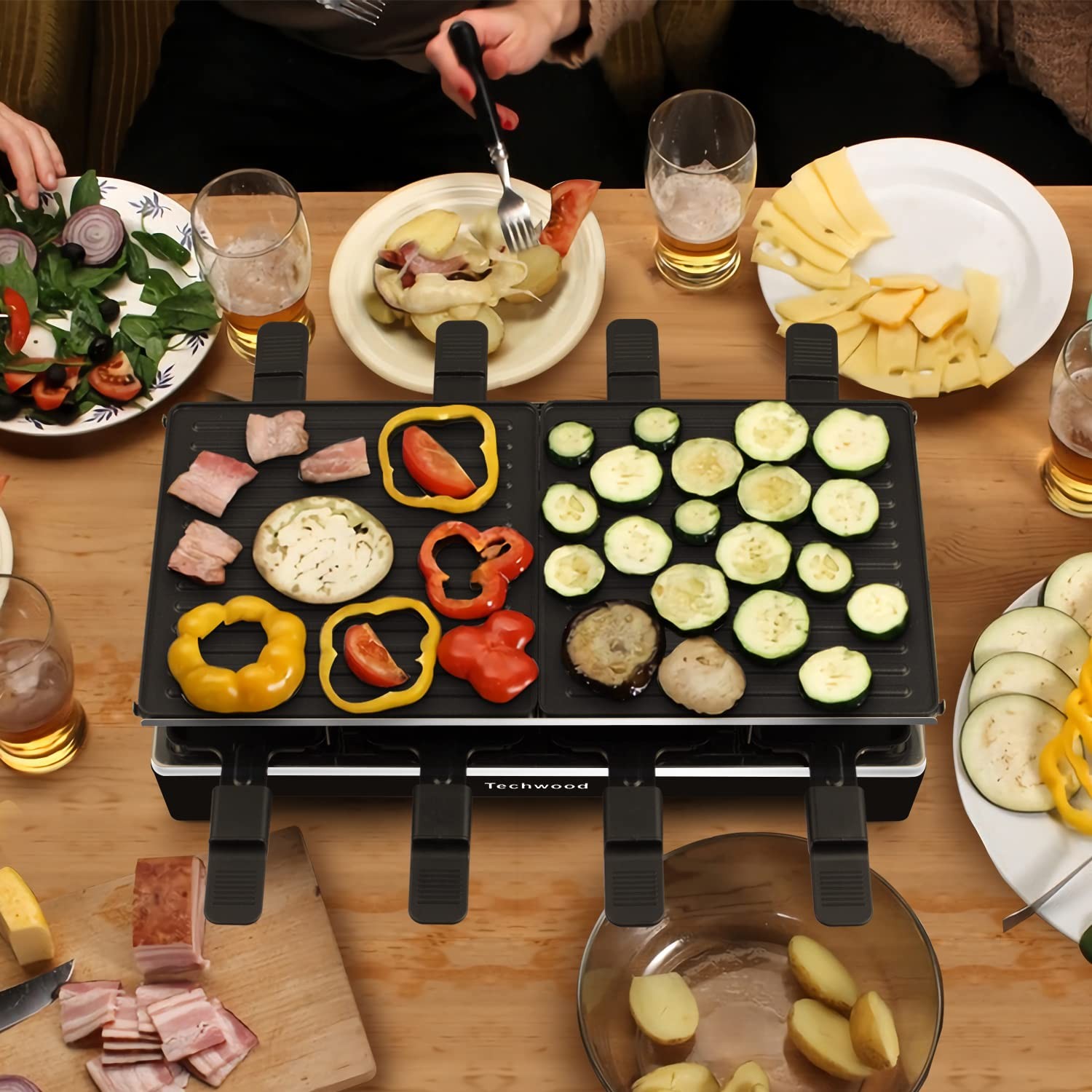 Raclette Grill, Techwood Electric Table Indoor Grill Korean BBQ Matte Black