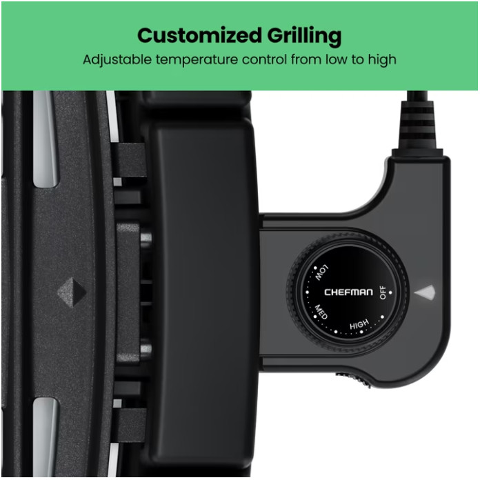 Chefman 6 Serving Electric Indoor Grill, w/ Temperature Control, Smokeless