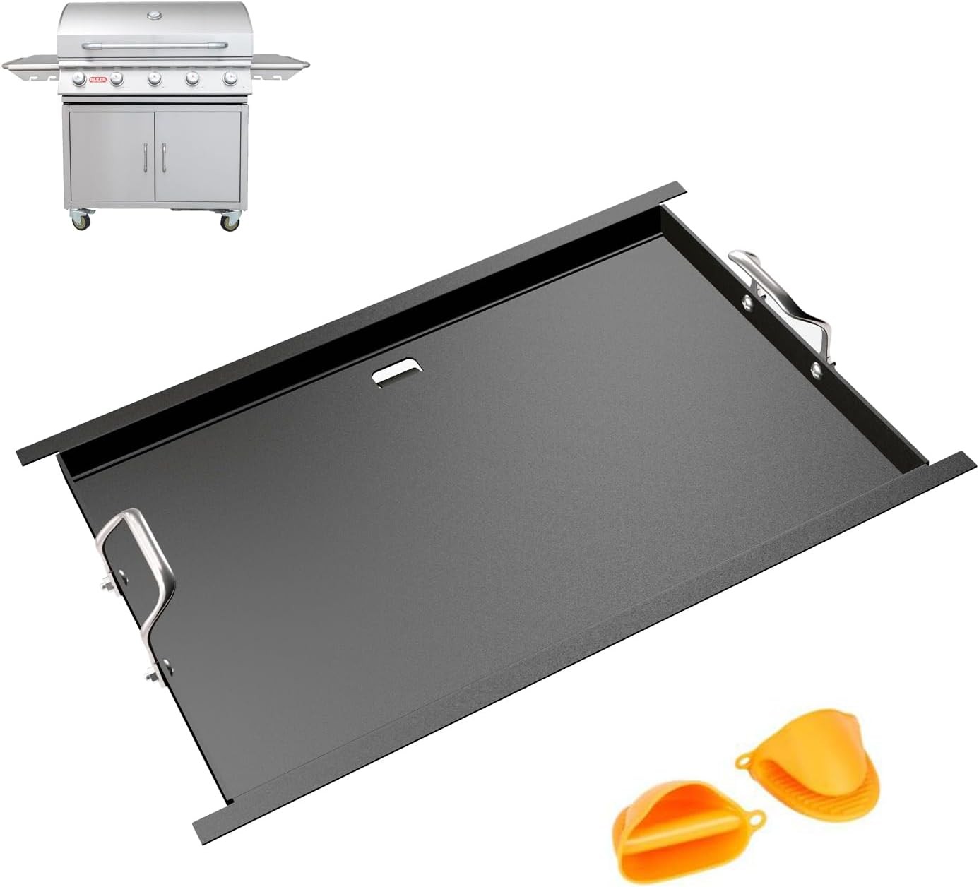 30″x19.2″ Pre-Seasoned Carbon Steel Griddle Insert for Bull 4 Burner Angus |