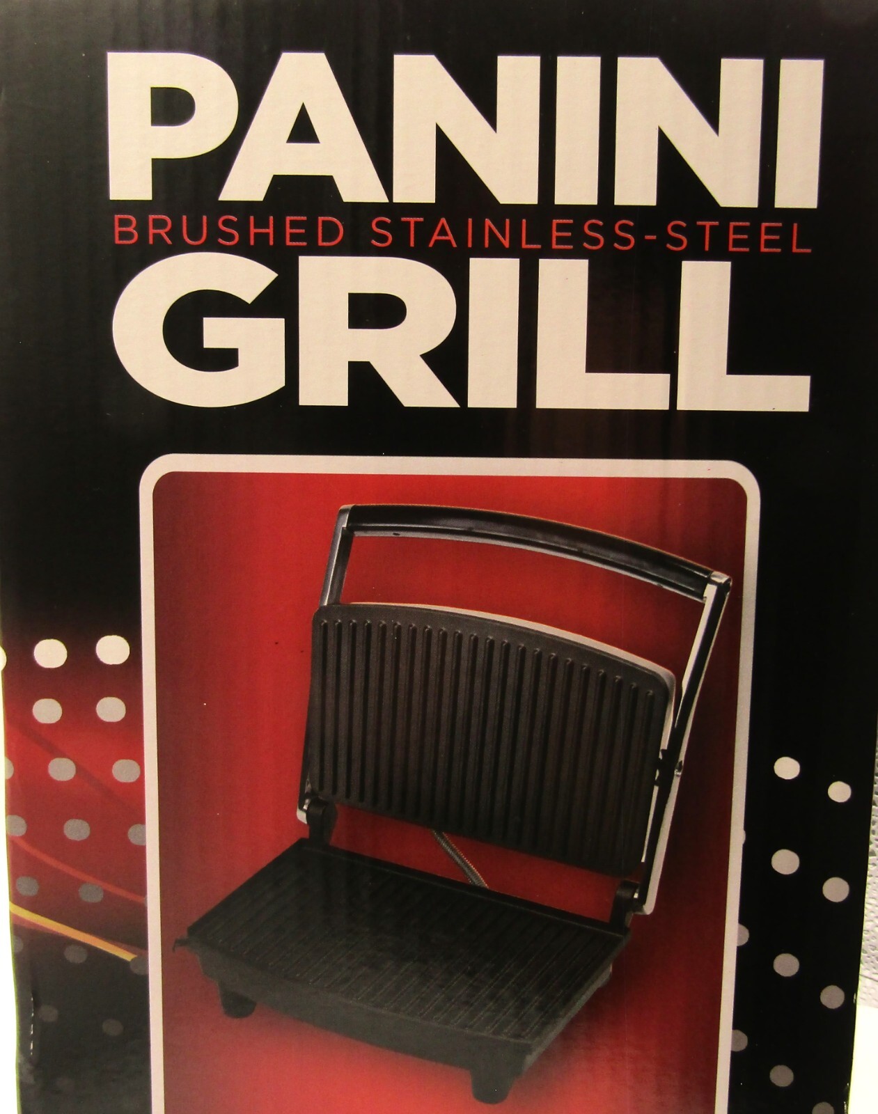 Parini Stainless Steel Panini Grill. Dual Sided Non-Stick Surface.