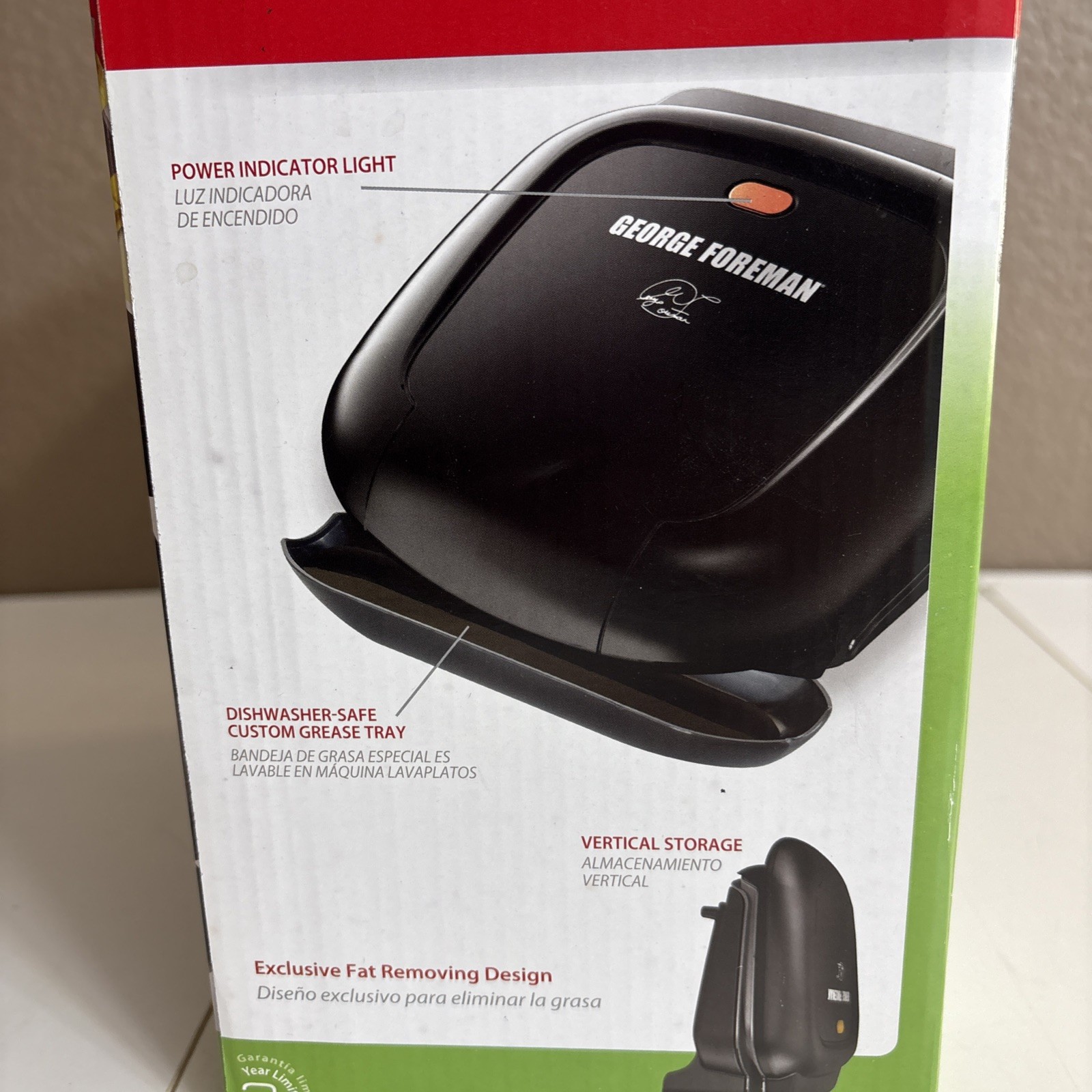George Foreman GR0040B 2-Serving Classic Plate Grill, Black New