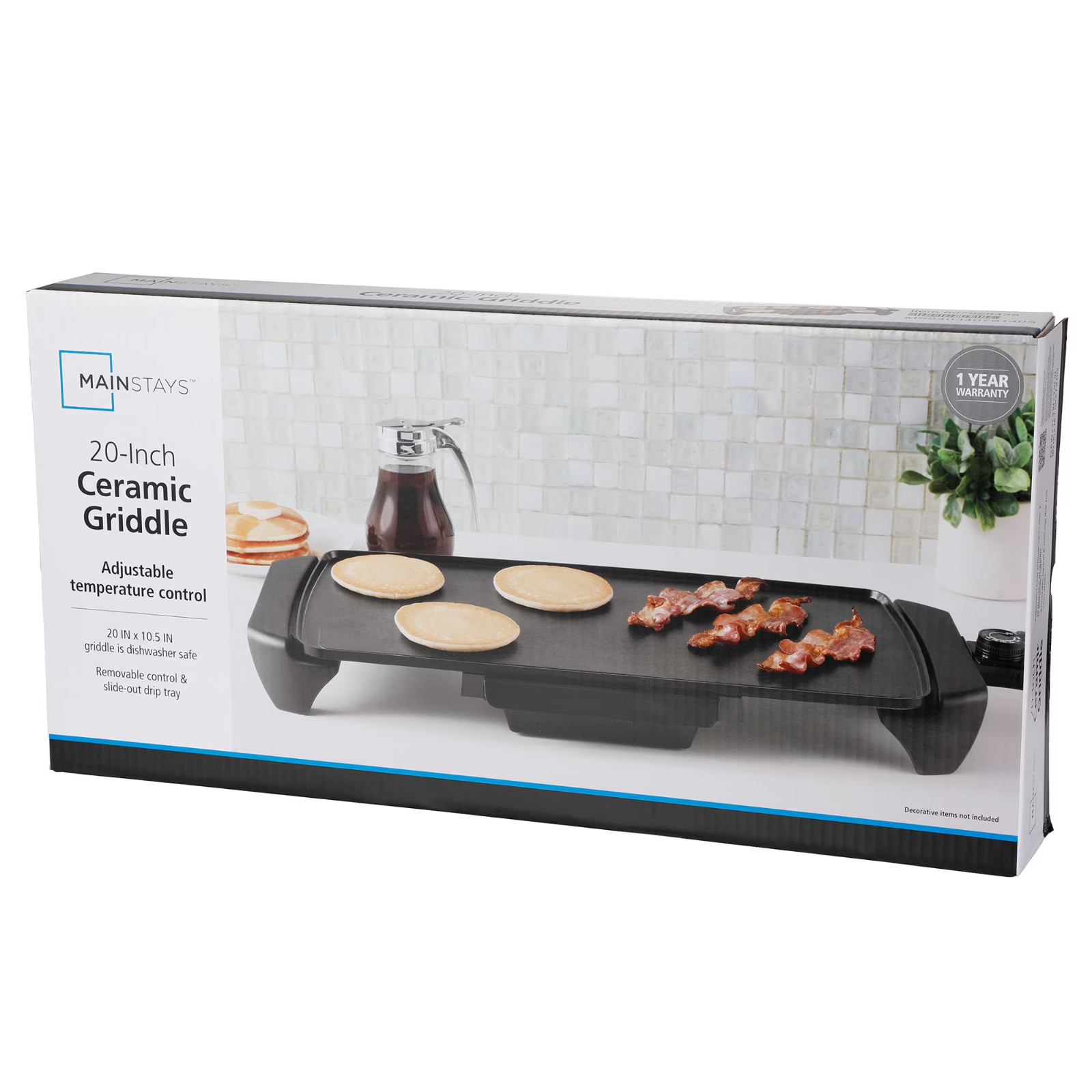Mainstays 20 inch Electric Griddle – Non-Stick, Temperature Control,1500 W,Ceram