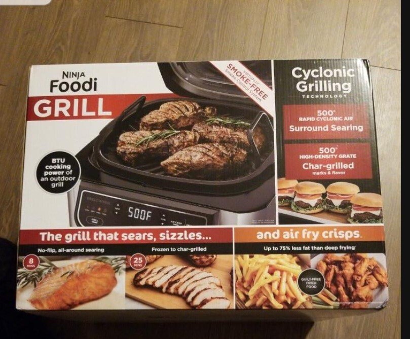 Ninja Foodi 4-in-1 Indoor Grill and Air Fryer – Black/Silver (AG300BF)