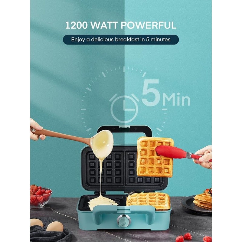 1200W 3 in 1 Breakfast Sandwich Maker W/ Removable Plates Non Stick Easy Clean