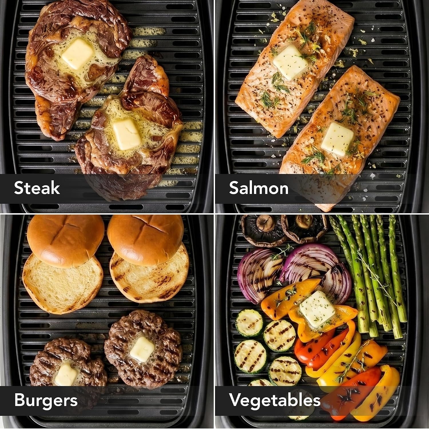 OVENTE Electric Indoor Grill, 13″ x 10″ Non-Stick Plate, Black GD1632NLB | 1000W
