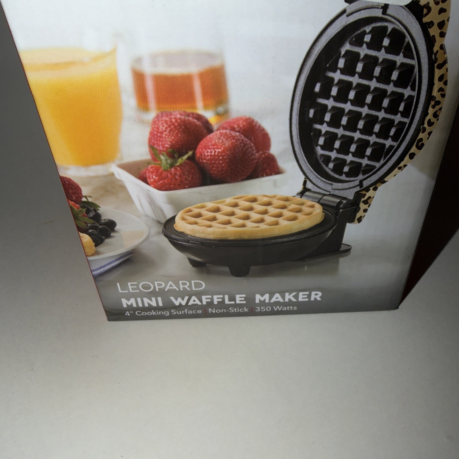 DASH Mini Waffle Maker Non-stick Leopard Print New In Box 4” 350 Watts