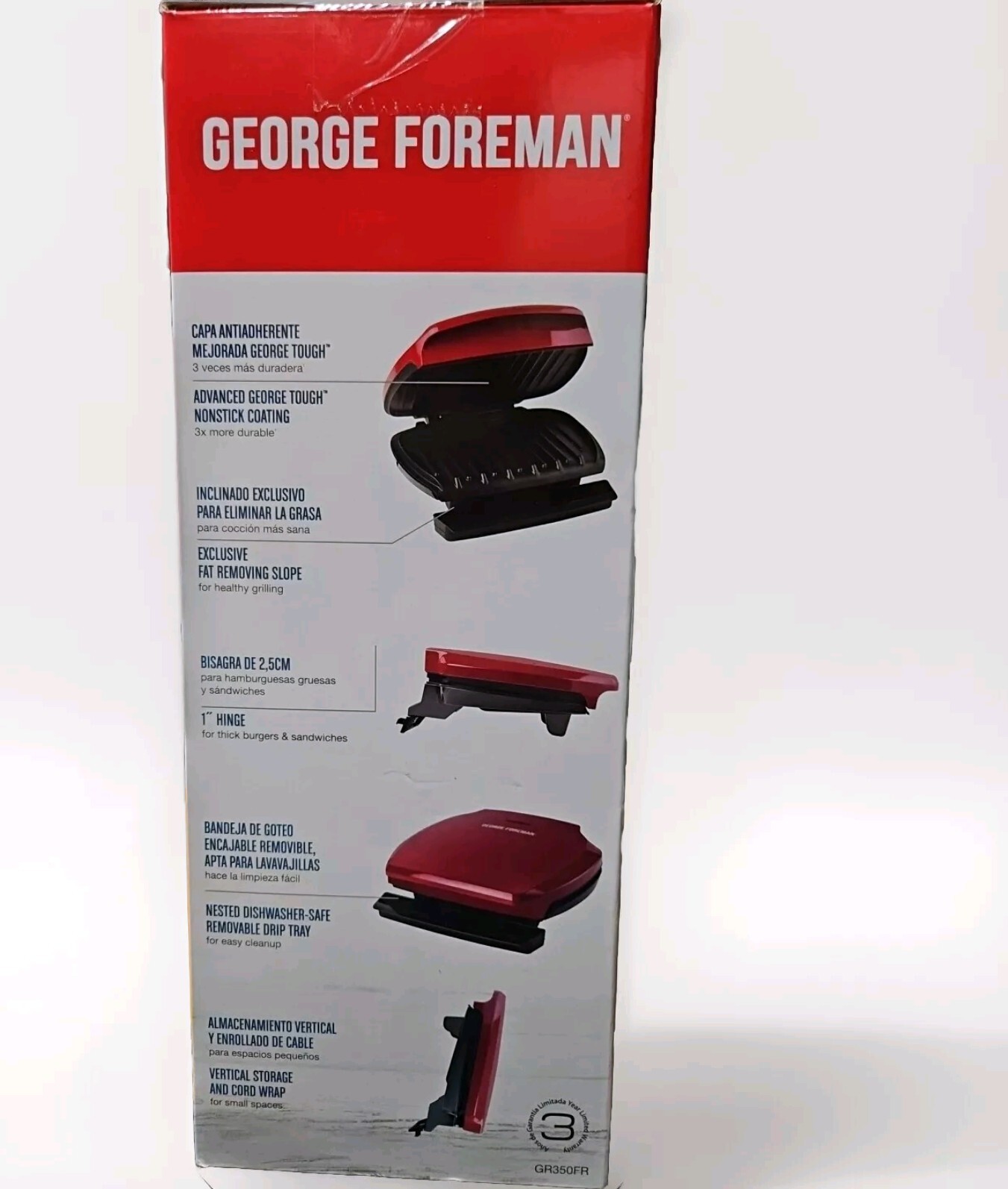 George Foreman 5 Servings Classic Plate Burgers Grill Panini Press AW#1895