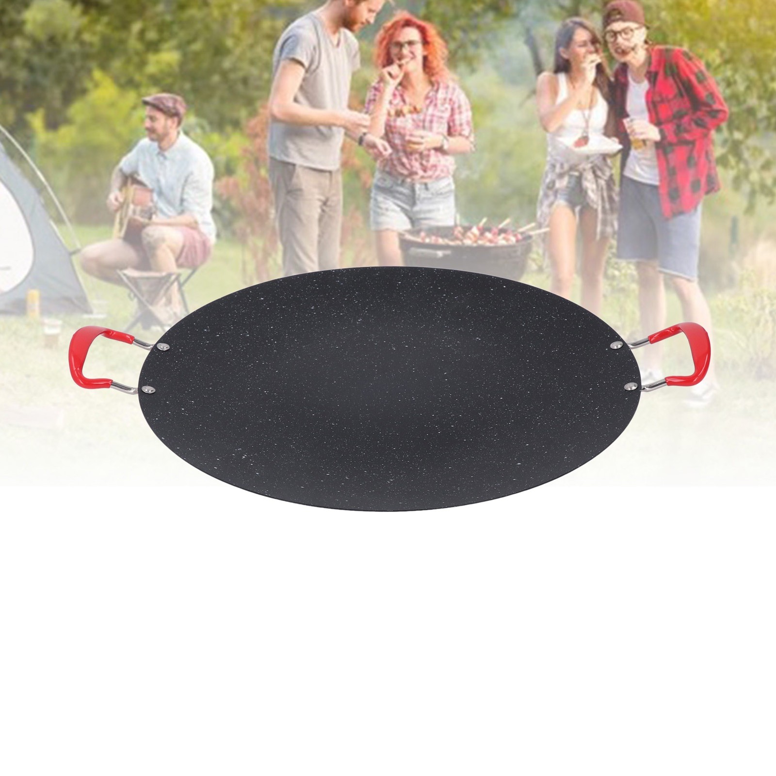 Portable BBQ Grill Flat Pan Lightweight Ideal For Outdoor Use Iron Recommended