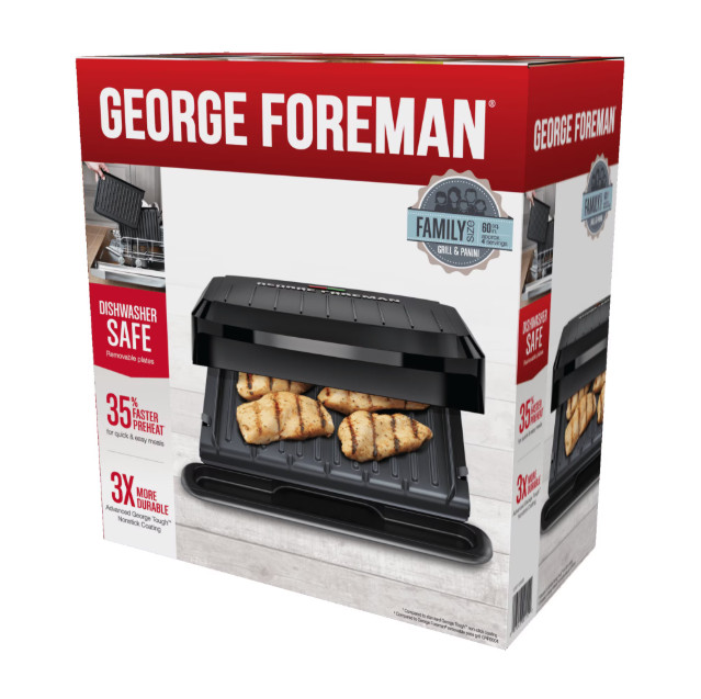 George Foreman 4-Serving Removable Plate Grill and Panini, Black, GRP1065B