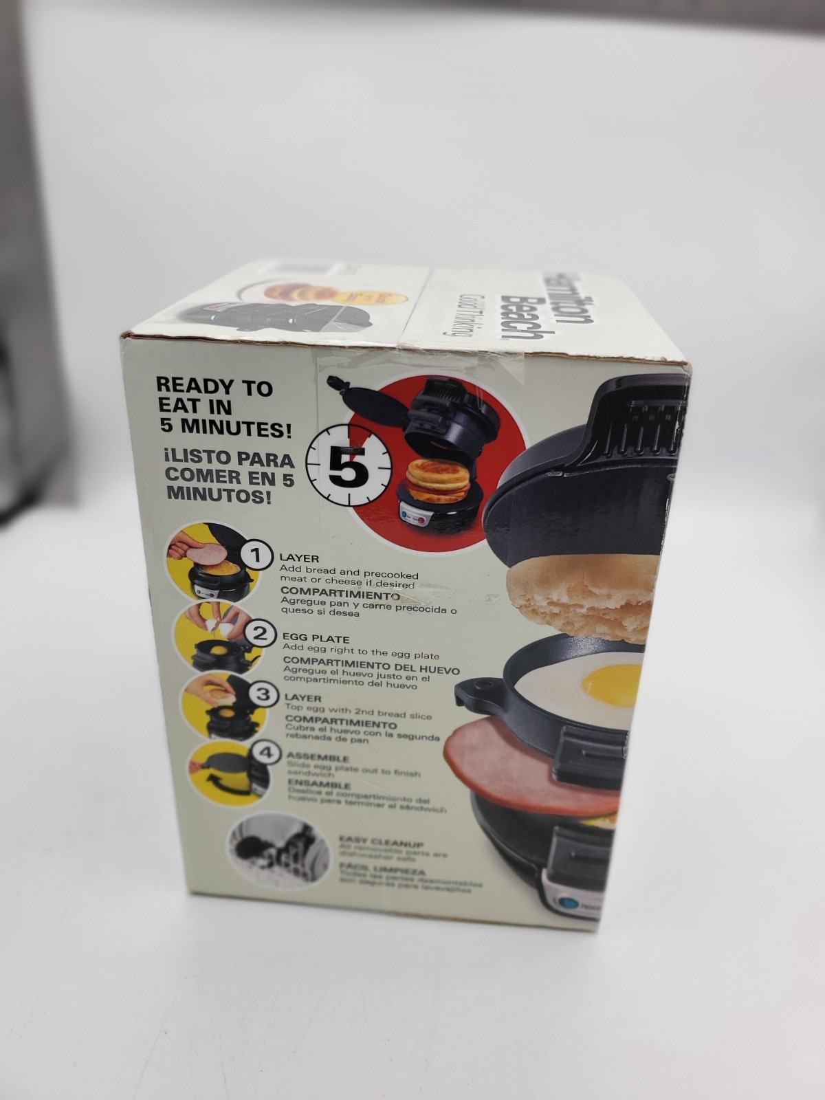 Hamilton Beach Quick & Easy Breakfast Sandwich Maker Black #25477 NEW
