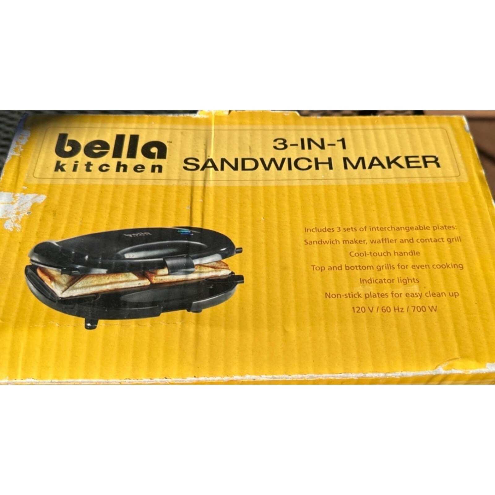 Bella Kitchen/Sensio Inc. 3-IN-1 Sandwich Maker w/Waffle Sandwich Grill Plates