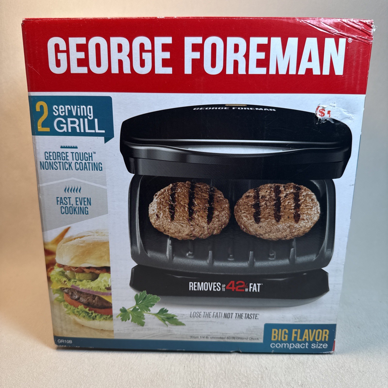 George Foreman 2-Serving Electric Grill GRP472P GR10B Nonstick Black Compact