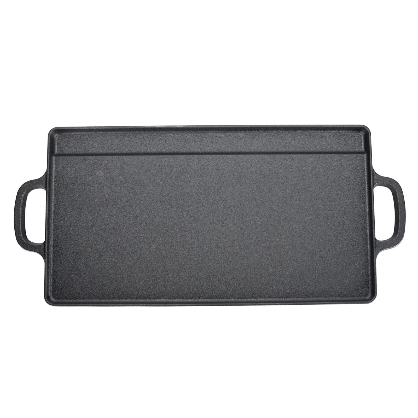 Dual Ear Double Sided Cast Iron Griddle, Rect BBQ Grill Plate 17.3in & 19.7in