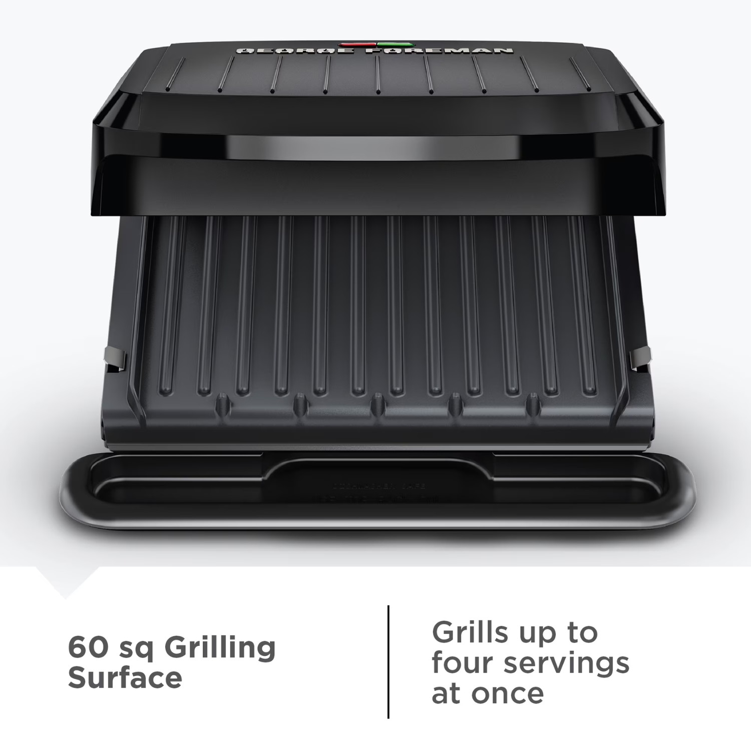 George Foreman 4-Serving Electric Grill & Panini Press Removable Plates Black