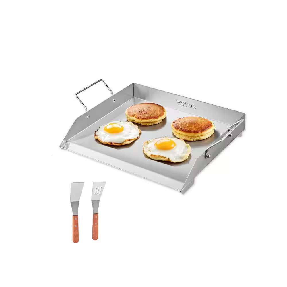 Stainless Steel Griddle 18 In. X 16 In. Universal Flat Top Rectangular Grills wi