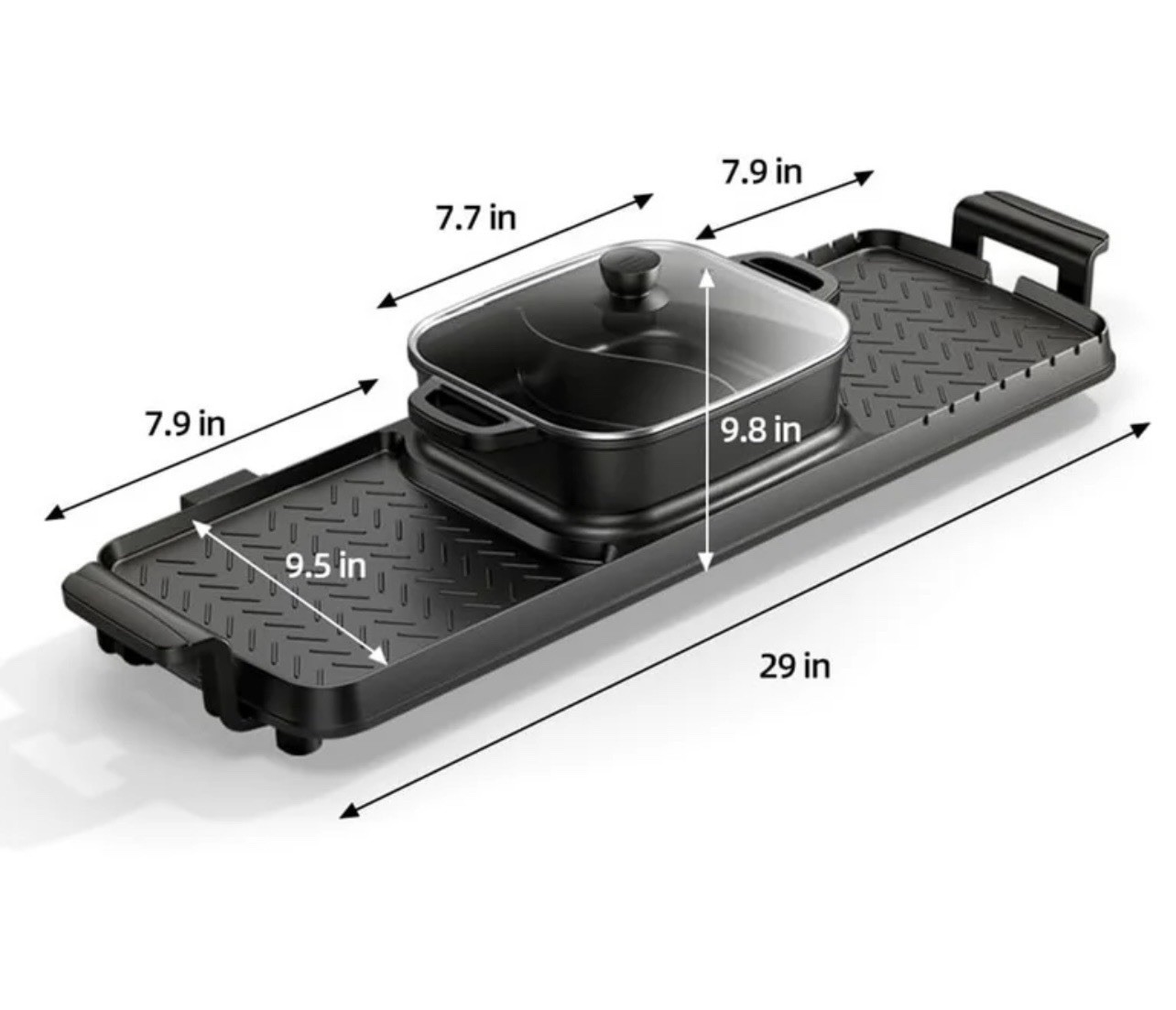 2-in-1 Electric Smokeless Indoor Grill & Griddle Nonstick 1300W 29in Black