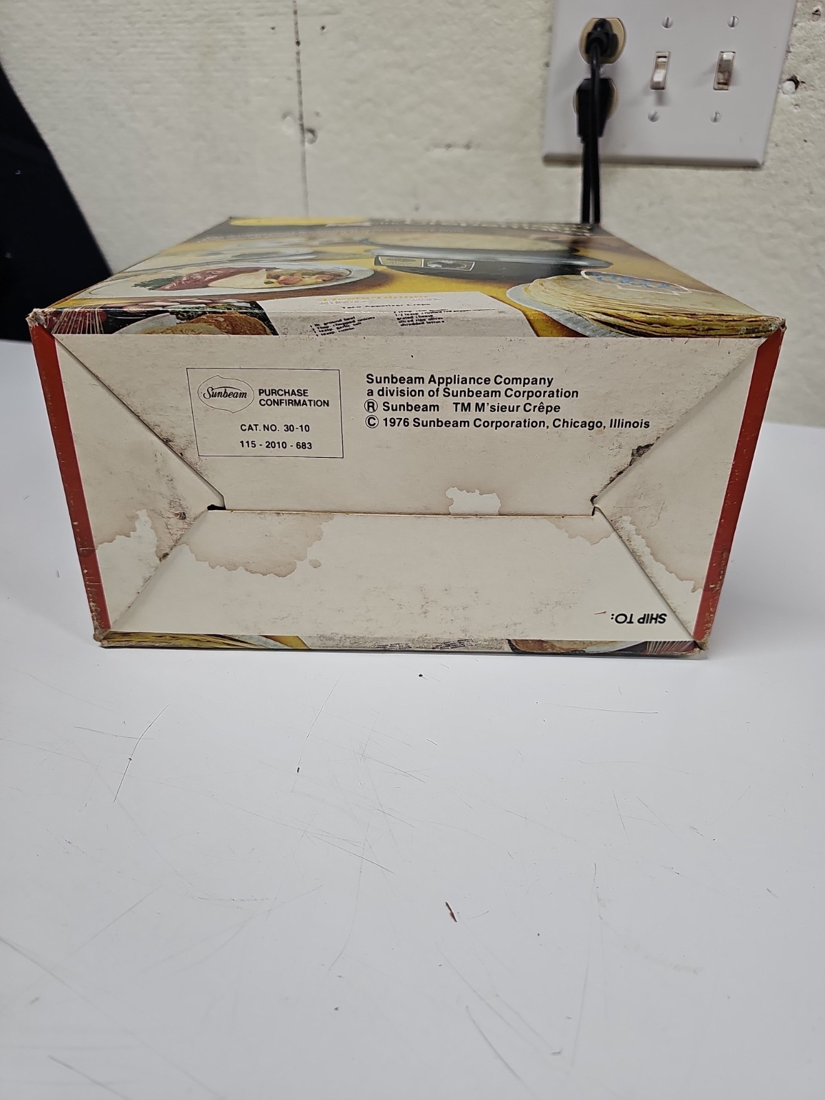 UNUSED Vintage 1976 Sunbeam Model 30-10 M’Sieur Electric Crepe Maker Open Box