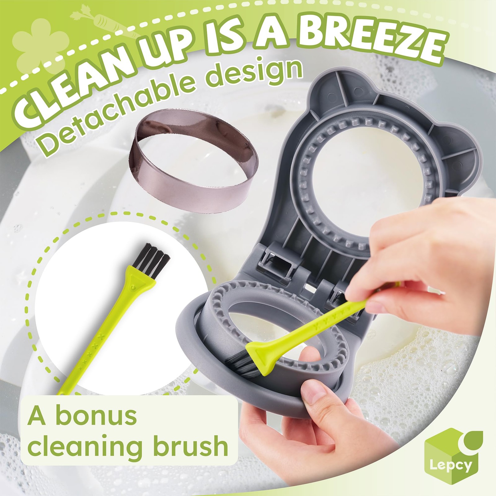 Uncrustable Sandwich Maker Sealer – Crustless PBJ Cutter, Grey Round